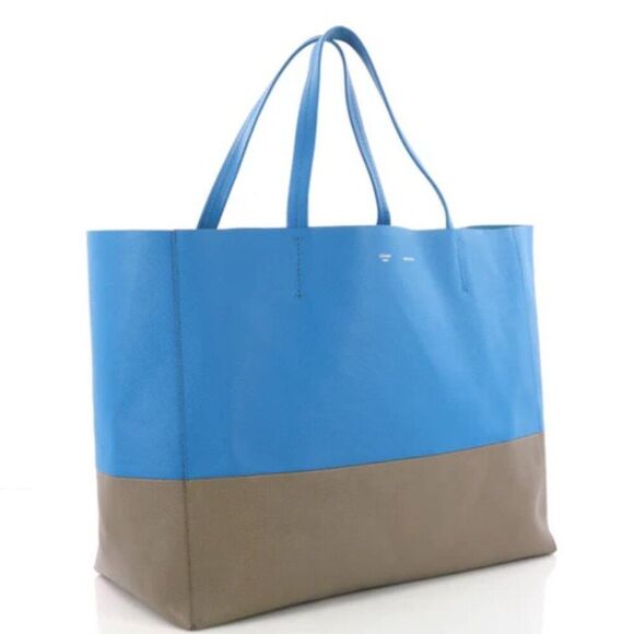 RARE! Celine Horizontal Blue Camel Bicolor Large Cabas Tote +dust bag VGC $1400 - Picture 5 of 16